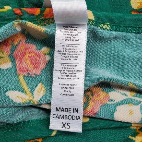 LuLaRoe Julia Sheath Pencil‎ Dress Green Orange Yellow Floral Stretch XS - Picture 5 of 11